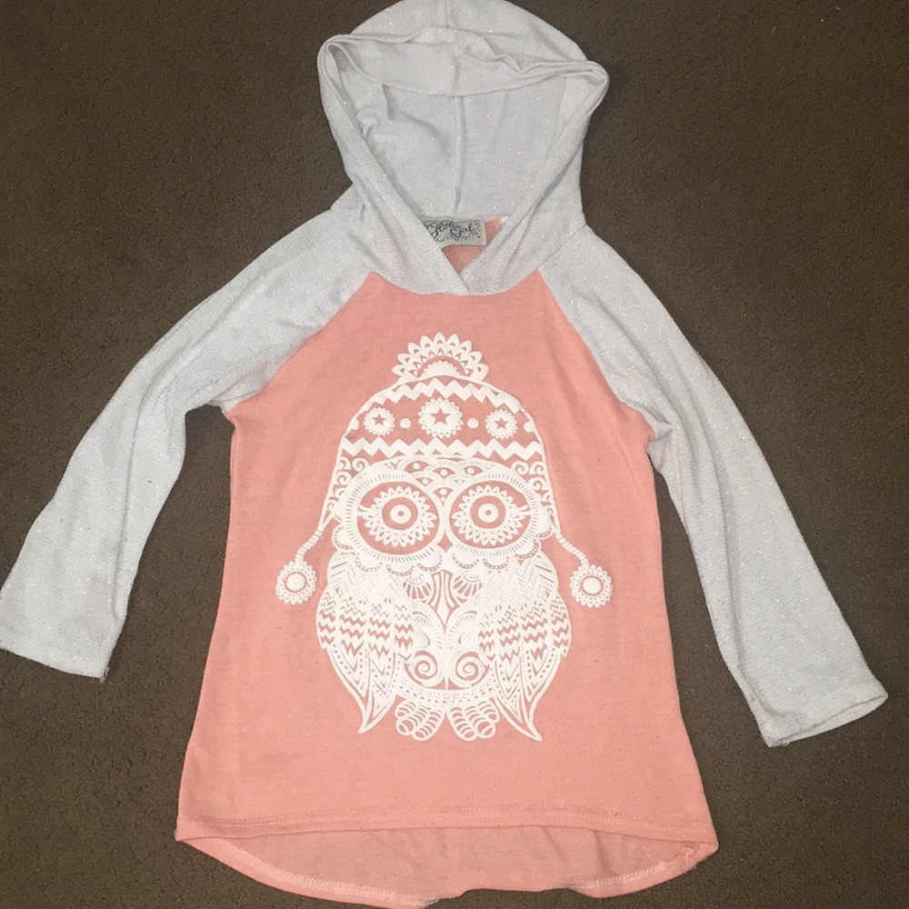 Girls Glitter Girl Top with Hoodie